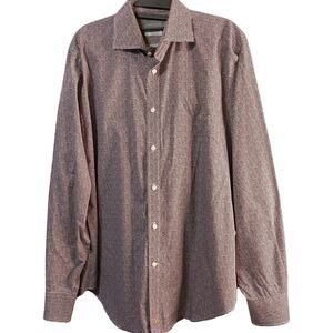Thomas Dean Long Sleeve Flip Cuff Men's Size Large Medallion Button Down Shirt